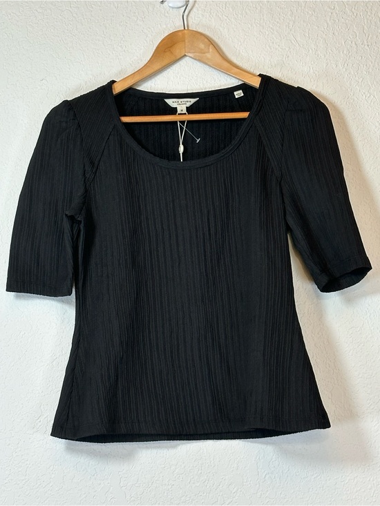 Max Studio Tops - Max Studio Black Ribbed Scoop-Neck Elbow-Sleeve Top